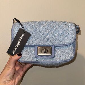 Karl Lagerfeld Blue Tweed Crossbody Bag